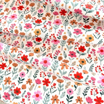 Tecido de Algodão - Flores silvestres fundo branco