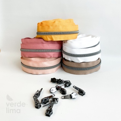 Fecho zipper metalizado pré-cortado 3m - Antracite