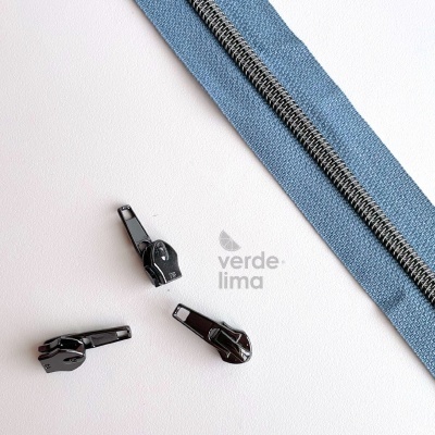 Fecho zipper metalizado pré-cortado 1m - Antracite