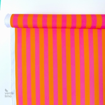 Nylon Impermeável - Riscas rosa e laranja