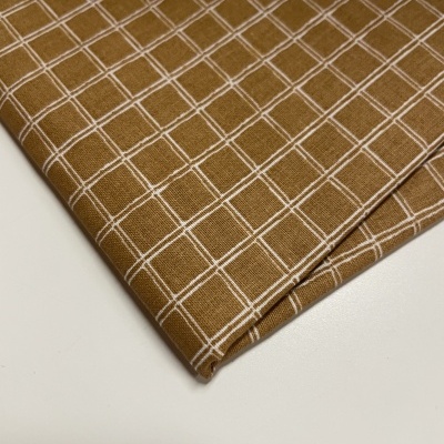 Retalho 24x150cm - TECIDO DE ALGODÃO - QUADRICULADO CASTANHO CARAMELO