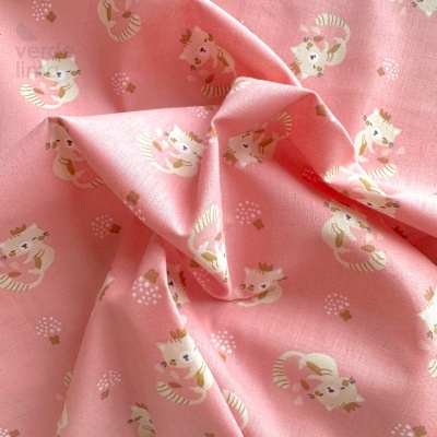 Tecido de Algodão - Friendly Cat - Gatinhos fundo rosa