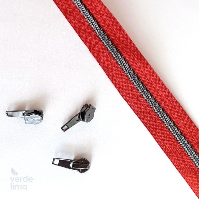 Fecho zipper metalizado pré-cortado 1m - Antracite