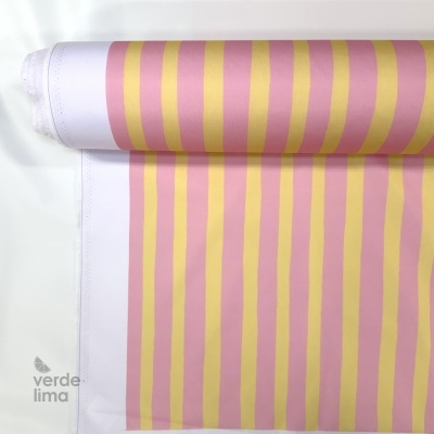 Nylon Impermeável - Riscas rosa e amarelo