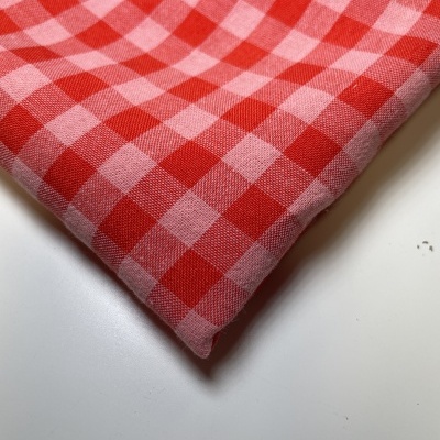 Retalho 26x145cm - Tecido Vichy - Gingham Little Vermelho e Rosa