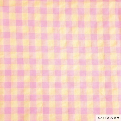 Tecido Vichy - Gingham Rosa e Amarelo