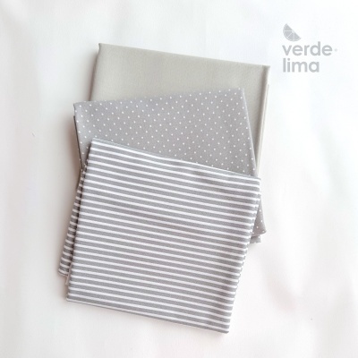 Pack de retalhos - Básicos de algodão - Cinzento Médio
