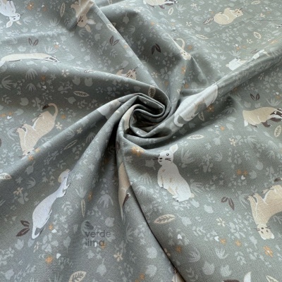 Tecido de Algodão - Winter in the forest - Fundo cinzento