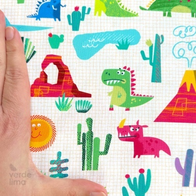 Tecido de Algodão - Dino Friends - Main