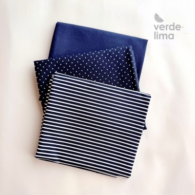 Pack de retalhos - Básicos de algodão - Azul Marinho