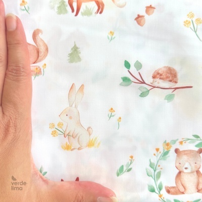 Tecido de Algodão - Estampado digital - Animais da floresta
