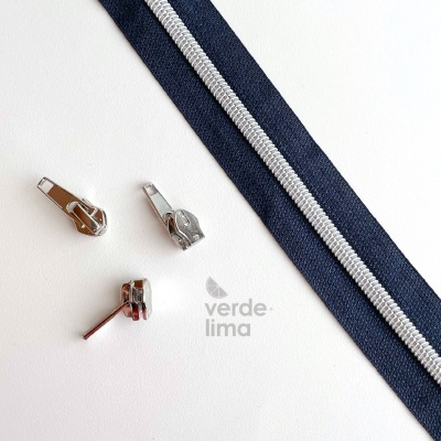 Fecho zipper metalizado pré-cortado 3m - Prateado