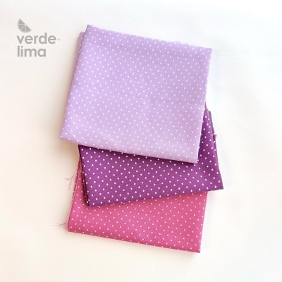 Pack de retalhos - Pintas tons beringela