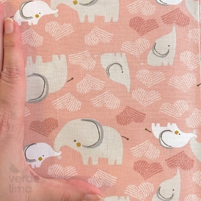 Tecido de algodão - Dreamy elephant - Love elephant