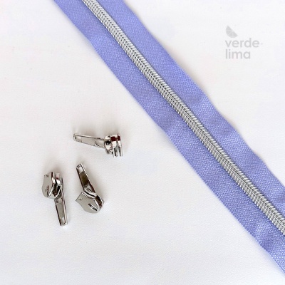 Fecho zipper metalizado pré-cortado 1m - Prateado