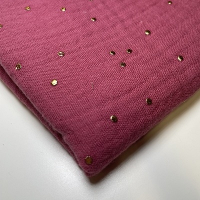 Retalho 26x140cm - Musselina gold dots - Cereja