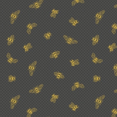 Tecido de Algodão - Honey bee - Metallic gold bees on charcoal