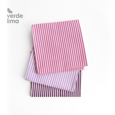 Pack de retalhos - Riscas tons beringela