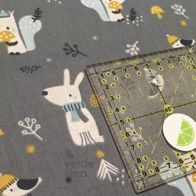 Tecido de algodão - Winter fox - Squirrel and bird