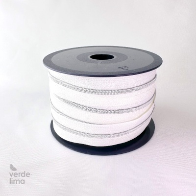 Fecho zipper metalizado malha 3 branco - Bobine de 25m