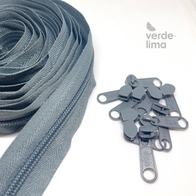 Fecho zipper malha 5 - Pack de 5 metros com 10 cursores
