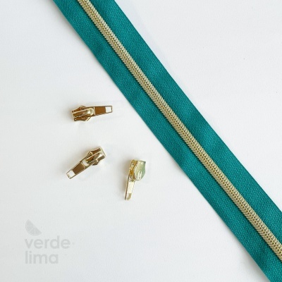 Fecho zipper metalizado pré-cortado 1m - Dourado