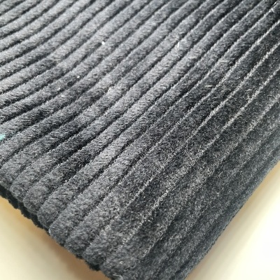 Retalho 44x142cm - Bombazine risca extra larga - Preto