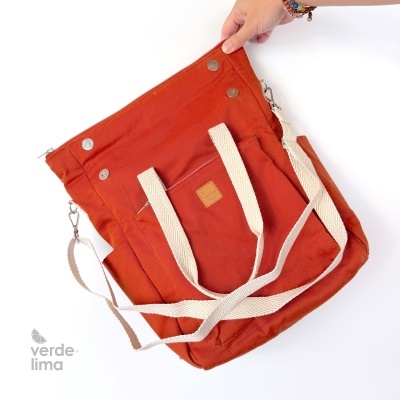 Mochila multiposições - Sarja tijolo