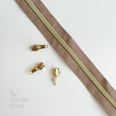 Fecho zipper metalizado pré-cortado 1m - Dourado