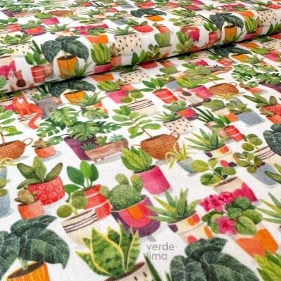 Tecido de Algodão - Estampado digital - Pets and plants