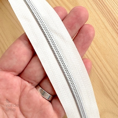 Fecho Zipper Metalizado malha 5 - Branco