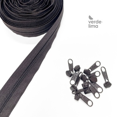 Fecho zipper malha 3 - Pack de 5 metros com 10 cursores