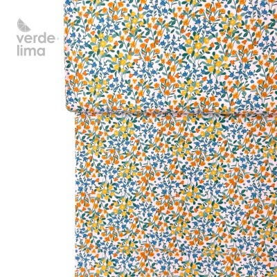 Tecido de Algodão - Flores do campo fundo rosa