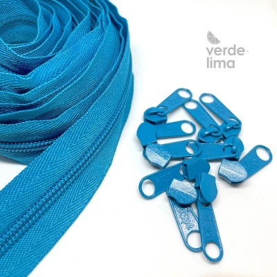 Fecho zipper malha 5 - Pack de 5 metros com 10 cursores