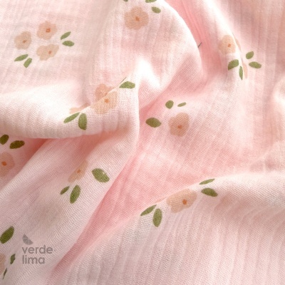 Musselina de algodão - Swan dance flowers