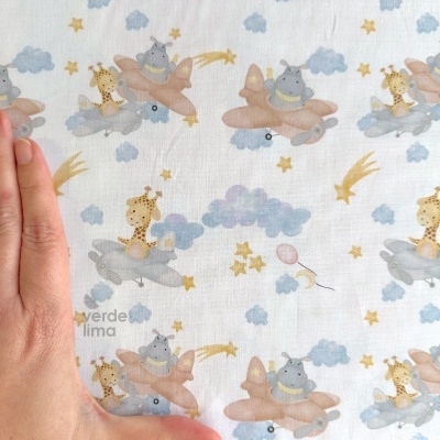 Tecido de Algodão - Bichinhos nas nuvens - Aviões nas nuvens