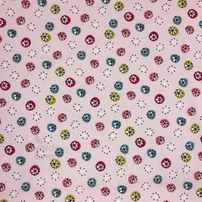 Tecido de algodão - Cute fairy and rabbit - circles