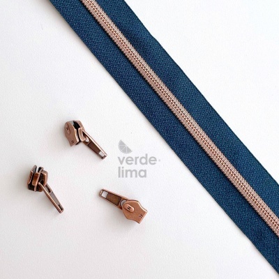 Fecho zipper metalizado pré-cortado 1m - Cobre