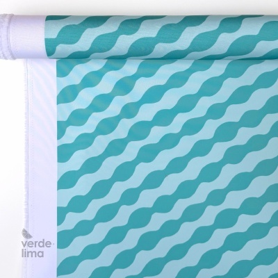 Nylon Impermeável - Ondas menta e azul água