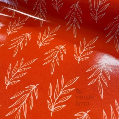 Tecido Plastificado - Midnight Garden - orange leaves