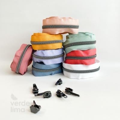 Fecho zipper metalizado pré-cortado 1m - Antracite