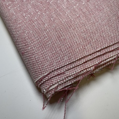 Retalho 25x280cm - Linho Alentejano com brilho (2,8m) - Rosa Claro com fios prateados