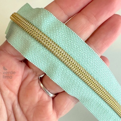 Fecho zipper metalizado pré-cortado 1m - Dourado