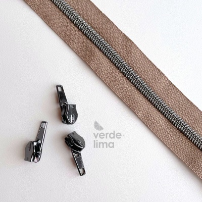 Fecho zipper metalizado pré-cortado 1m - Antracite