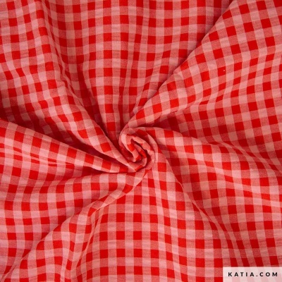 Tecido Vichy - Gingham Little Vermelho e Rosa