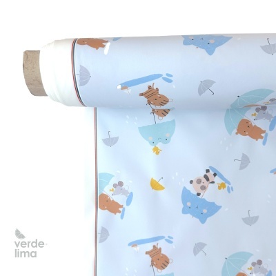 Tecido raincoat - Animais na chuva
