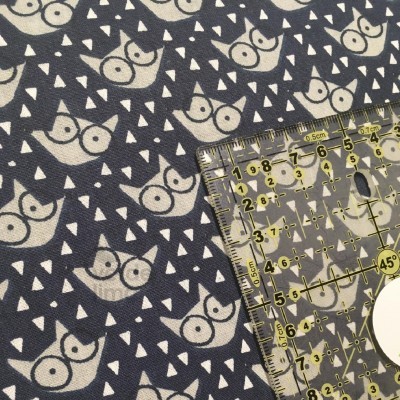 Retalho 60x150cm - Winter fox - fox heads navy blue