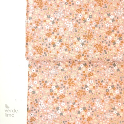 Tecido de Algodão - Flores fundo nude