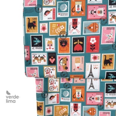 Tecido de Algodão - Bon Voyage - Selos