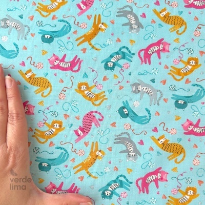 Tecido de Algodão - Whiskers - Playful cats